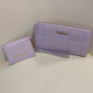 bebe Lavender Quilted Wristlet Wallet with Card Case